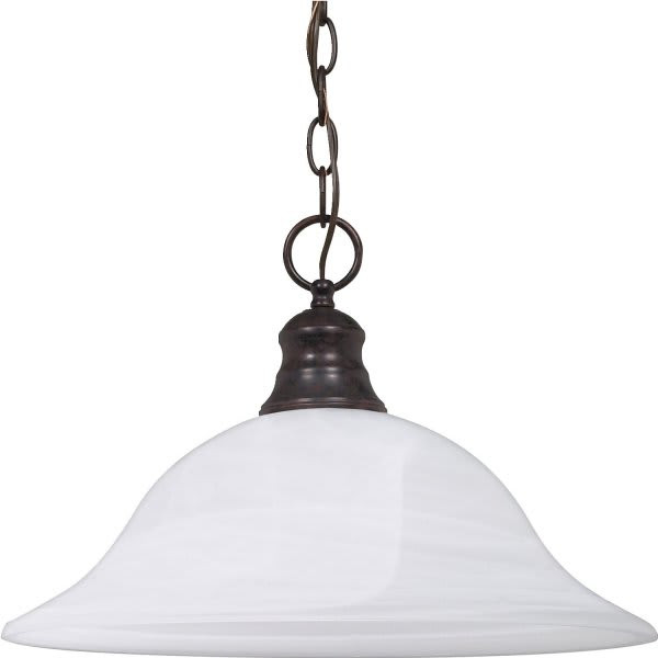 Satco Nuvo Old Bronze One-Light 16 Pendant With Alabaster Glass