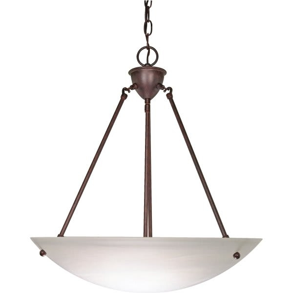 Satco Nuvo Old Bronze Three-Light 23 Pendant With Alabaster Glass Bowl