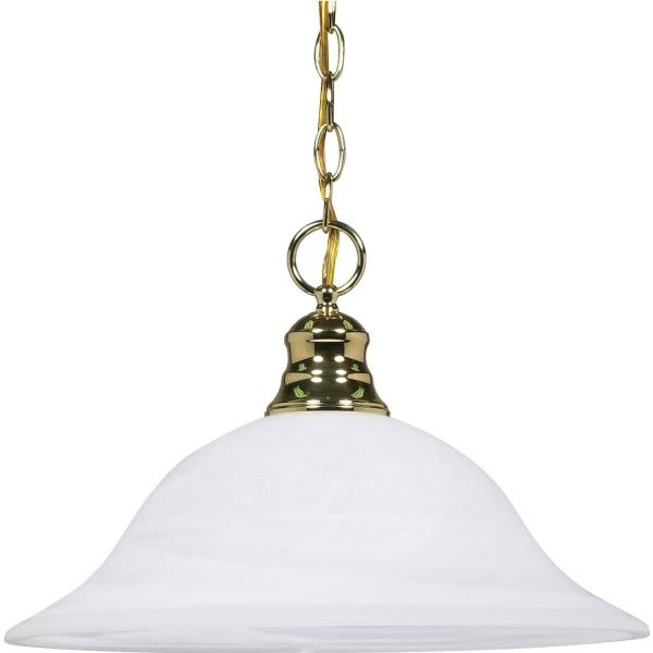 Satco Nuvo Polished Brass One-Light 16 Pendant With Alabaster Glass