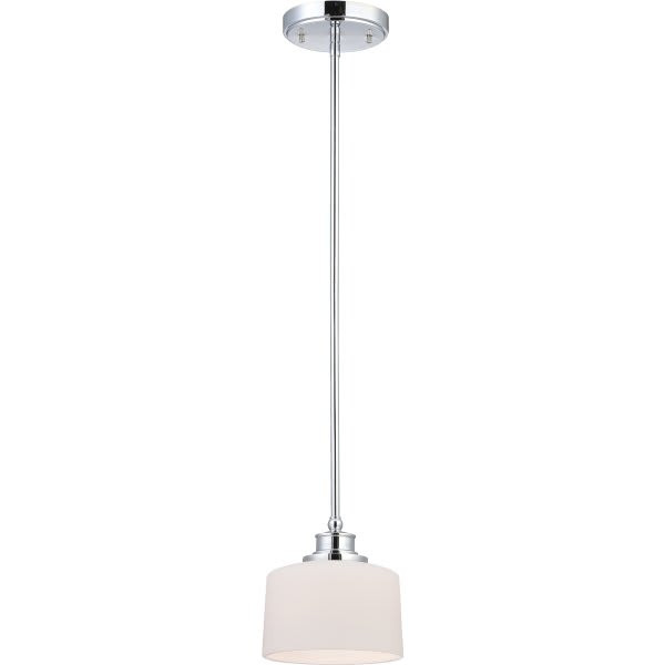 Satco Nuvo Polished Chrome Soho One-Light Mini Pendant With Satin White Glass