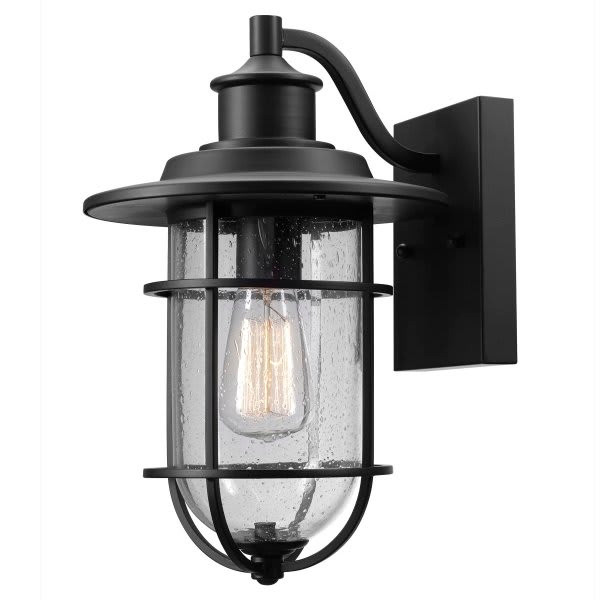 Globe Electric Turner 1-Light Black Outdoor Wall Lantern Sconce