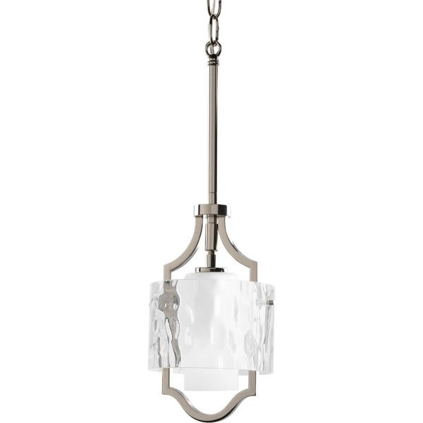 Progress Lighting Caress 6 In. 1-Light Pendant Fixture (Polished Nickel)