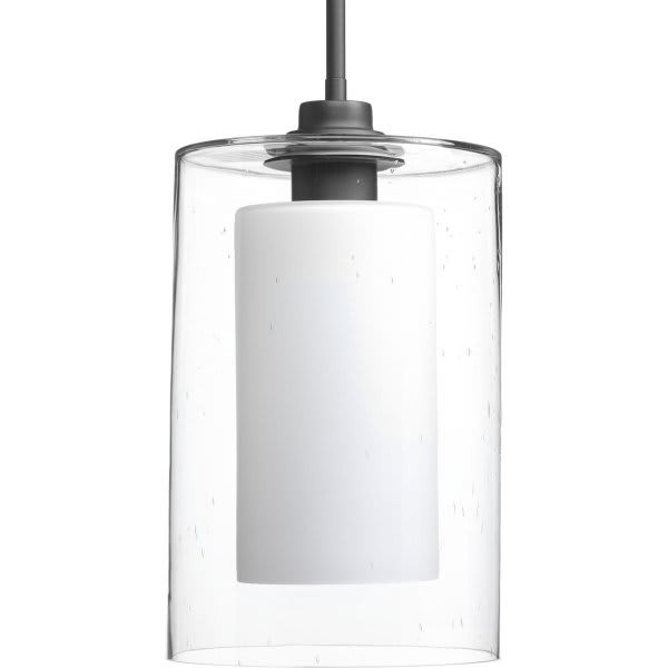 Progress Lighting Double Glass 8 In. 1-Light Pendant Fixture (Graphite)