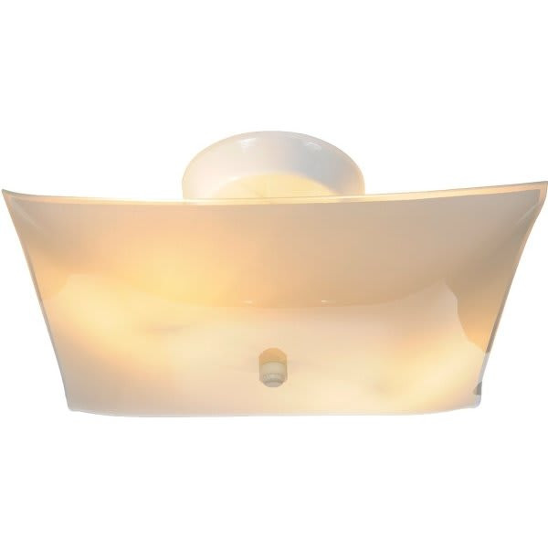 12" 2-Light Square Glass Ceiling Fixture White