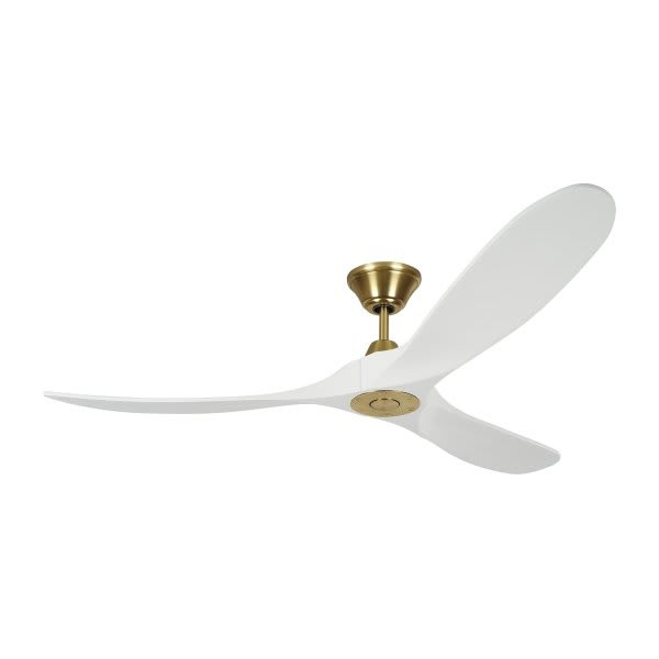 Generation Lighting Maverick 60" Outdoor Brass Ceiling Fan White Blades 6-Speed Remote