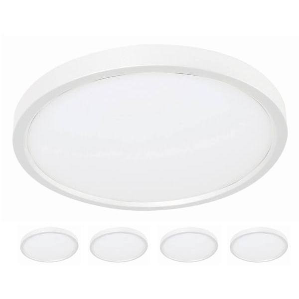 Seasons Edge 6-Inch Round 12w Dimmable Integrated LED Flush Mount Light With 5 CCT Selectable In White 4-Pack