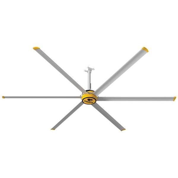 Big Ass Fans 12 Ft. Ceiling Fan Indoor Yellow And Silver Aluminum Shop Wall Control