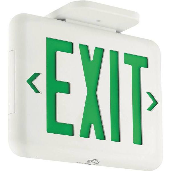 Hubbell Lighting Dual-Lite 2 W White/Green Integrated LED Exit Sign W/ Battery