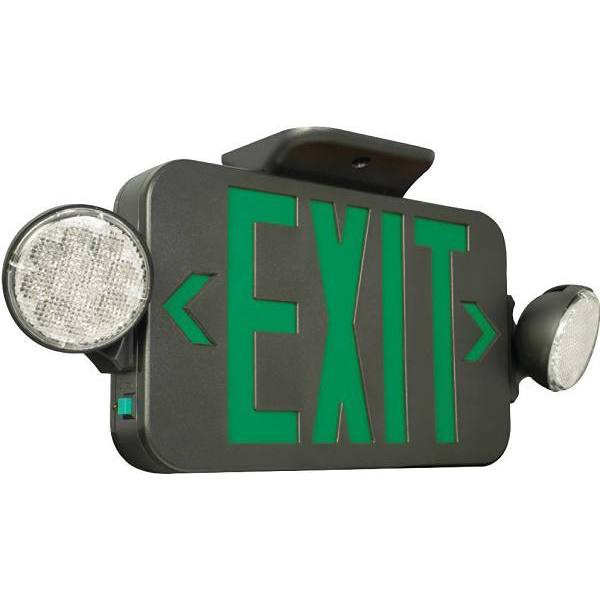 Compass 3.2 W Black/Green Integrated LED Combination Exit/Emergency Light