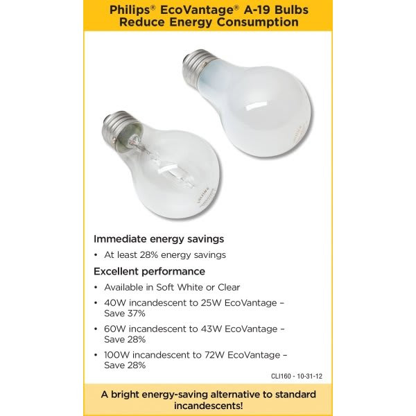 Philips Halogen Bulb, 29 Watt, A-19, Clear, Package Of 24