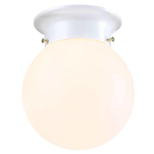 Seasons 6-Inch Globe 1-Light 60w Incandescent Flush Mount Light, White