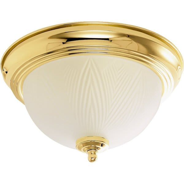 Seasons 2-Light Incandescent Flush Mount Light W/ Frosted Glass (Polished Brass)