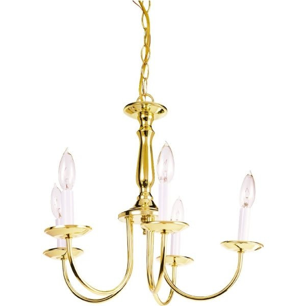 5-Light Candelabra Indoor Chandelier (P. Brass)