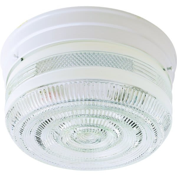 8-Inch Drum 1-Light 60w Incandescent Flush Mount Light, White