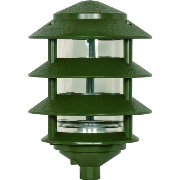 Nuvo Lighting 9" Pagoda Pathway Landscape Light 4-Tier 3-Louver Small Hood Gree