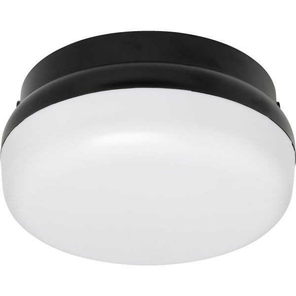 10 In 15 Watt Outdoor Led Polycarbonate Flush-Mount Ceiling Light (Black)