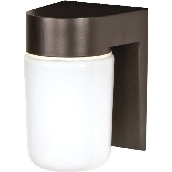 Satco Nuvo Bronzotic One-Light 8 Utility Wall Mount With White Glass Cylinder