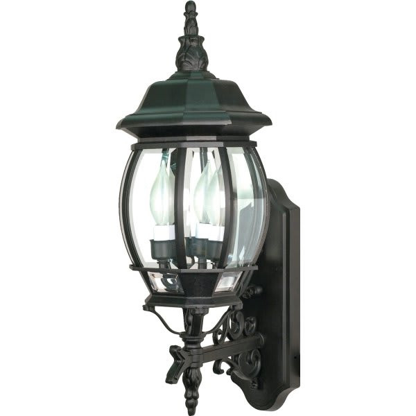 Satco Nuvo Central Park 7.38 X 22.75 In. 3-Light Outdoor Lantern (Textured Black)