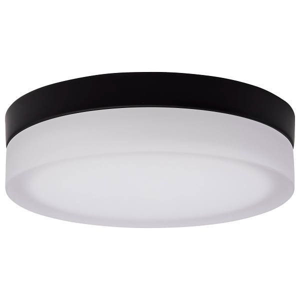 Satco Pi 9in Led Flush Mount Blk Fin Frosted Etched Glass Cct Selectable 120v