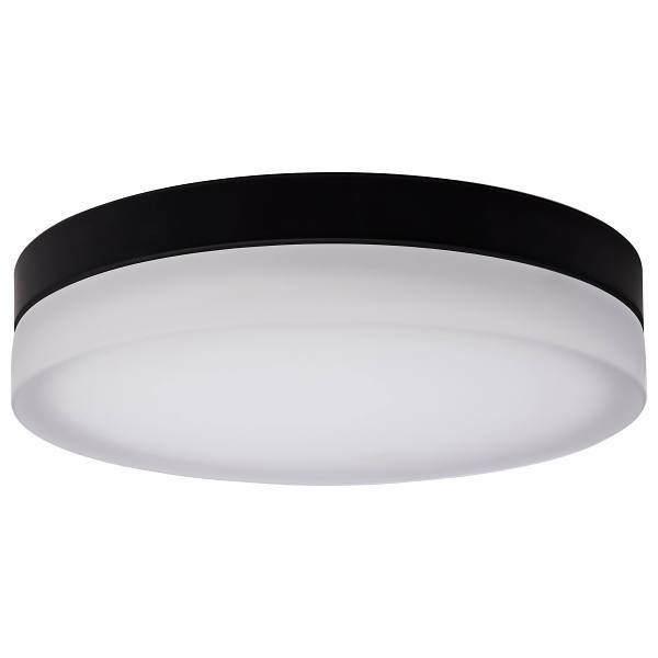 Satco Pi 14in Led Flush Mount Blk Fin Frosted Etched Glass Cct Selectable 120v