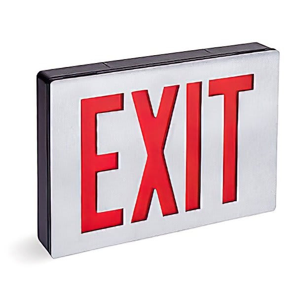 Lithonia Lighting Le Aluminum Black Emergency Exit Sign Double Sided Red Letters Le S 2 R
