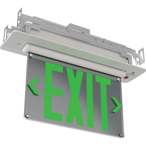 Lithonia Lighting Basics Edge-Lit Exit Sign, Universal Mount Green Letter White Be W G Um M2