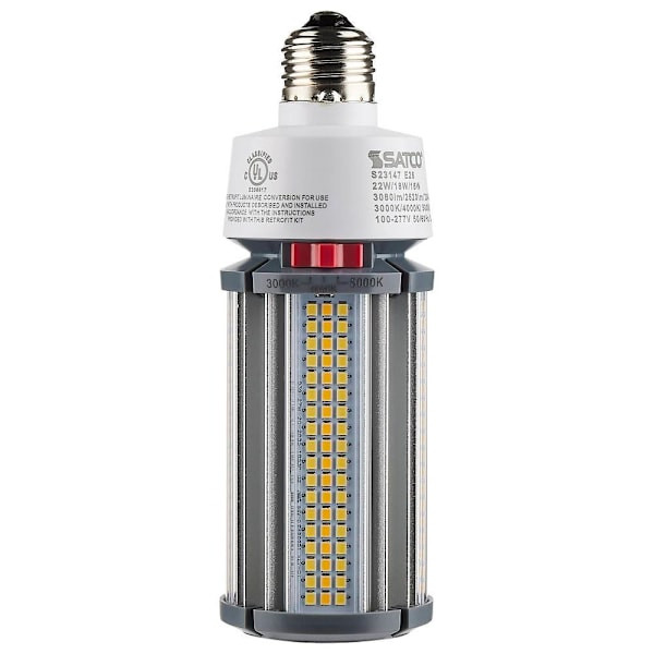 SATCO LED HID Replacement Bulb, Medium Base, 3000k/4000k/5000k, 22/18/16 Watt