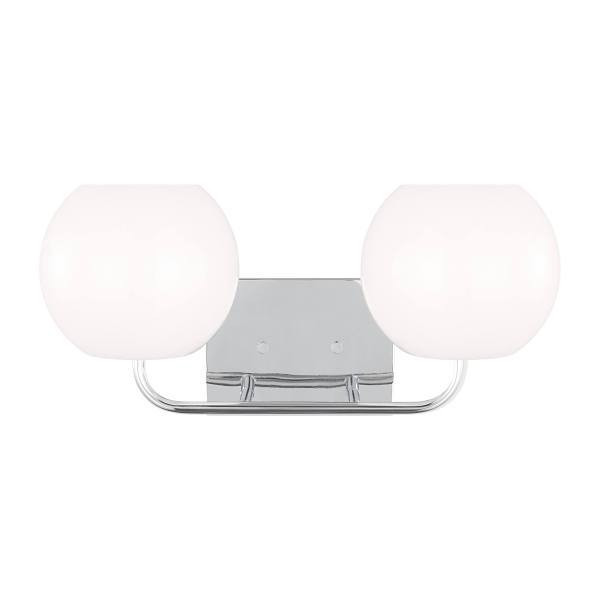 Generation Lighting Rory 2-Light Chrome Vanity Light With Opal Glass Shades