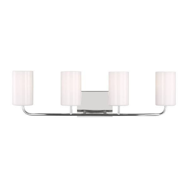Generation Lighting Rhett 4-Light Chrome Vanity Light With Clear/White Shades
