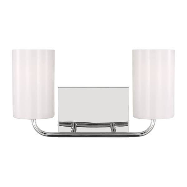 Generation Lighting Rhett 2-Light Chrome Vanity Light With Clear/White Shades