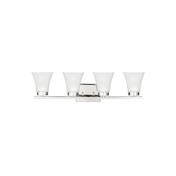Generation Lighting Bayfield 4-Light Chrome Vanity Light With Satin Etched Shade