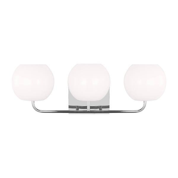 Generation Lighting Rory 3-Light Chrome Vanity Light With Opal Glass Shades