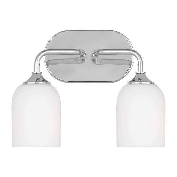 Generation Lighting Emile 13.25" 2-Light Chrome Vanity Light With Etched White