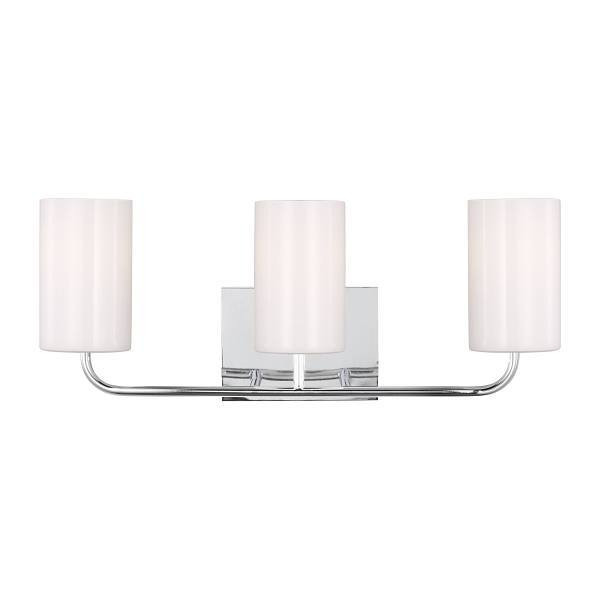 Generation Lighting Rhett 3-Light Chrome Vanity Light With Clear/White Shades