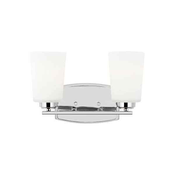 Generation Lighting Franport 2-Light Chrome Vanity Light With Etched White Shade