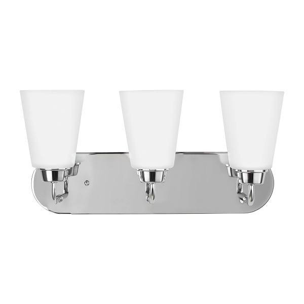 Generation Lighting Kerrville 3-Light Chrome Vanity Light With Satin Etched
