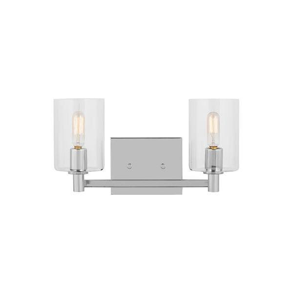Generation Lighting Fullton 2-Light Chrome Vanity Light With Clear Glass Shades