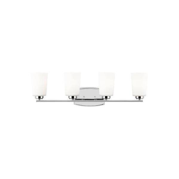 Generation Lighting Franport 4-Light Chrome Vanity Light With Etched White Shade