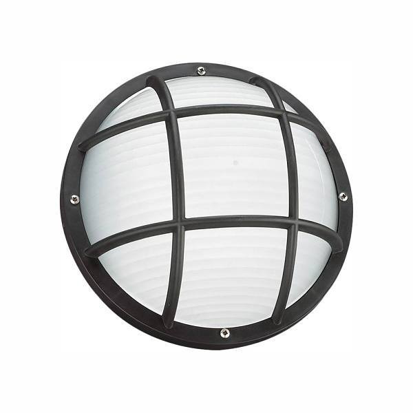 Generation Lighting Bayside 6" LED 1-Light Black Bulkhead With Frosted Diffuser