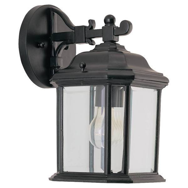 Generation Lighting Kent 11.5" 1-Light Black Wall Lantern With Clear Beveled