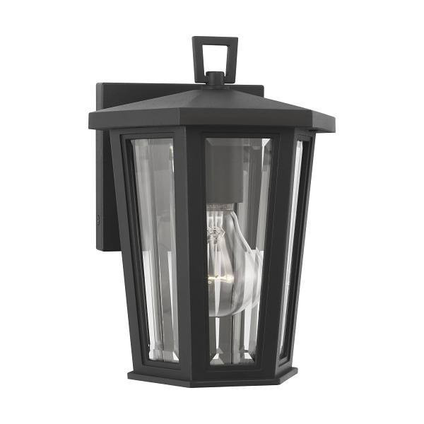 Generation Lighting Witley 1-Light Textured Black Wall Mini-Lantern With Beveled