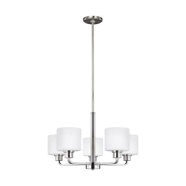 Generation Lighting Canfield 5-Light Brushed Nickel Modern Minimalist Chandelier