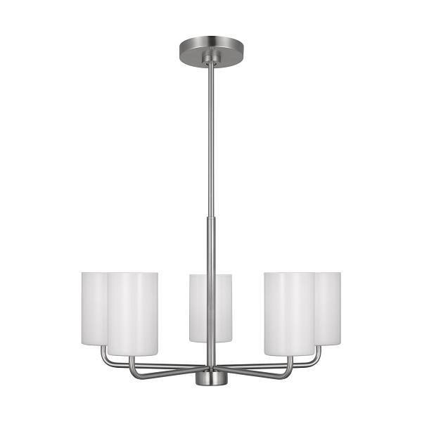 Generation Lighting Rhett 5-Light Brushed Steel Chandelier With Clear/White