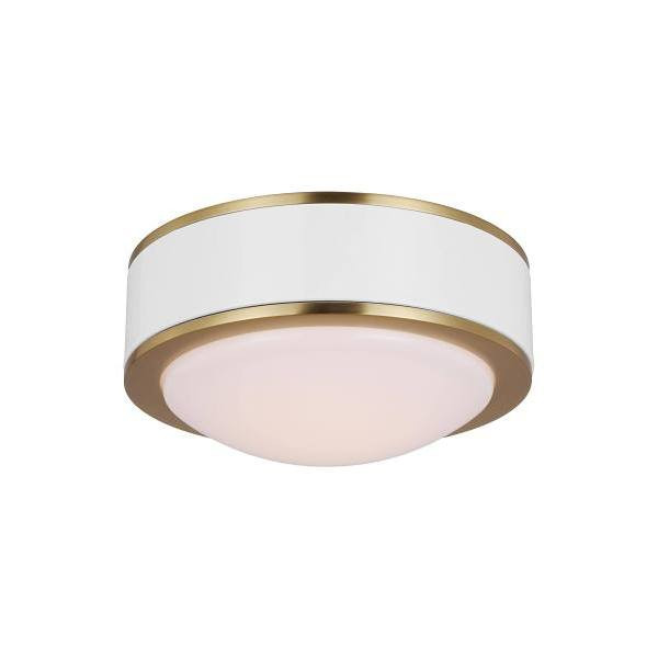 Generation Lighting Monroe 5" LED Burnished Brass Ceiling Light With Milk White