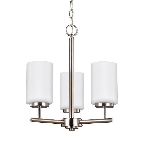 Generation Lighting Oslo 3light Brushed Nickel Chandelier With Opal Etched Glass