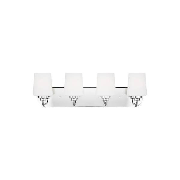 Generation Lighting Windom 4-Light Chrome Vanity Light With Alabaster Shades