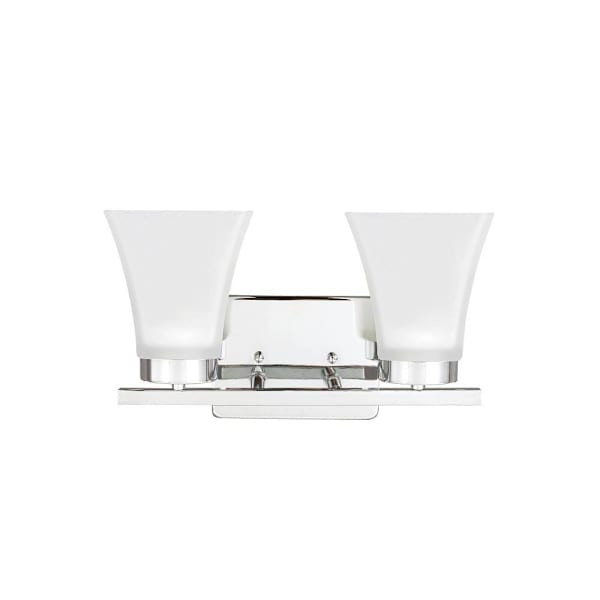 Generation Lighting Bayfield 2-Light Chrome Vanity Light With Satin Etched Shade