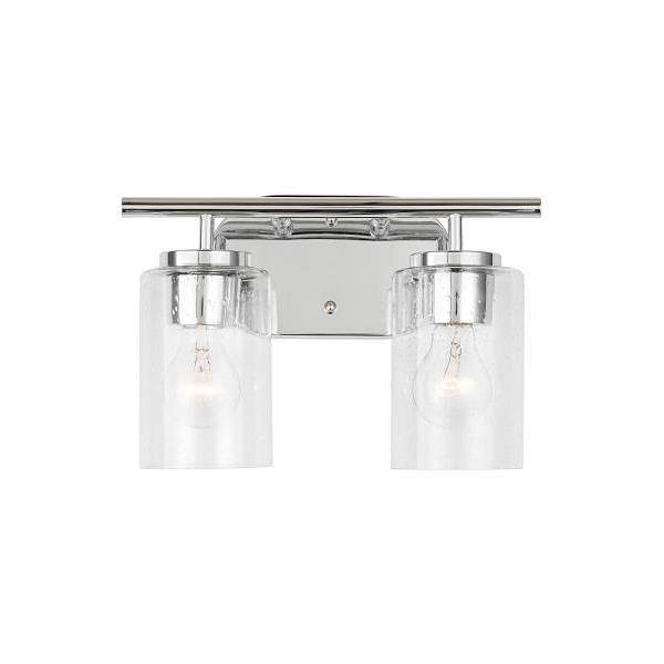 Generation Lighting Oslo 2-Light Chrome Vanity Light With Clear Seeded Shades