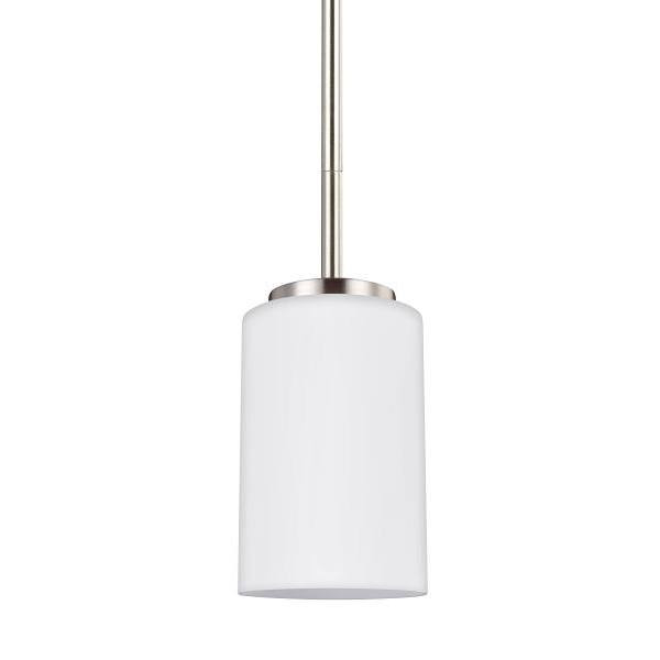 Generation Lighting Oslo 1-Light Brushed Nickel Mini-Pendant With Cased Opal