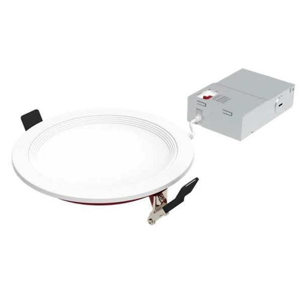 Halco Fire Rated Slim Downlight, Baffle Trim, Select Cct, 15 Watt, 6", White